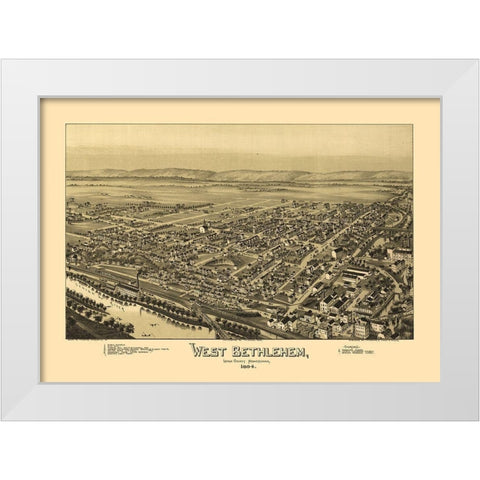 West Bethlehem Pennsylvania - Fowler 1894 White Modern Wood Framed Art Print by Fowler