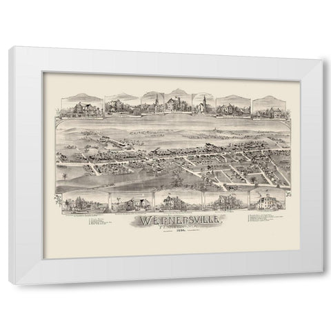 Wernersville Pennsylvania - Fowler 1898 White Modern Wood Framed Art Print by Fowler
