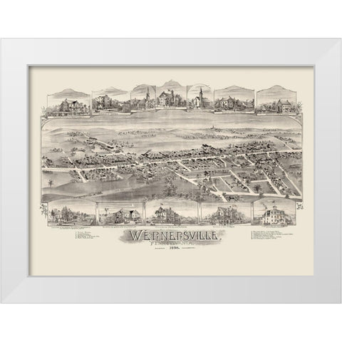 Wernersville Pennsylvania - Fowler 1898 White Modern Wood Framed Art Print by Fowler