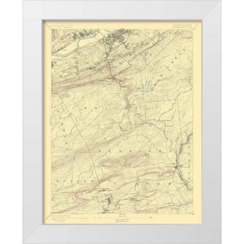 WilkesBarre Pennsylvania Sheet - USGS 1891 White Modern Wood Framed Art Print by USGS