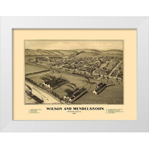 Wilson Mendelssohn Pennsylvania- Fowler 1902 White Modern Wood Framed Art Print by Fowler