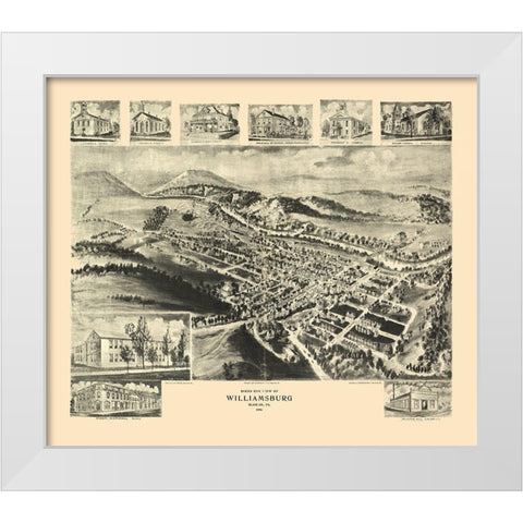 Williamsburg Pennsylvania - Fowler 1906 White Modern Wood Framed Art Print by Fowler