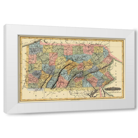 Pennsylvania - 1823 White Modern Wood Framed Art Print by Lucas