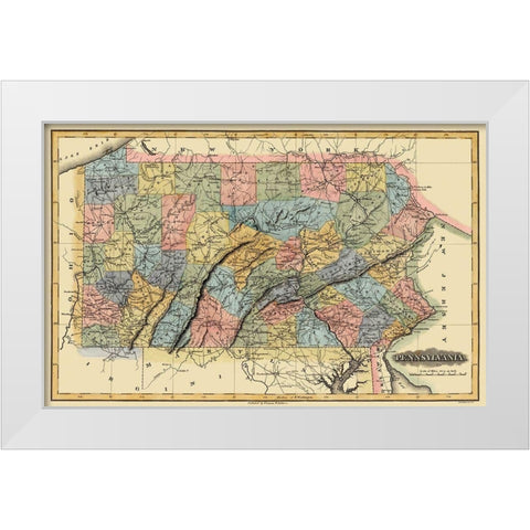Pennsylvania - 1823 White Modern Wood Framed Art Print by Lucas