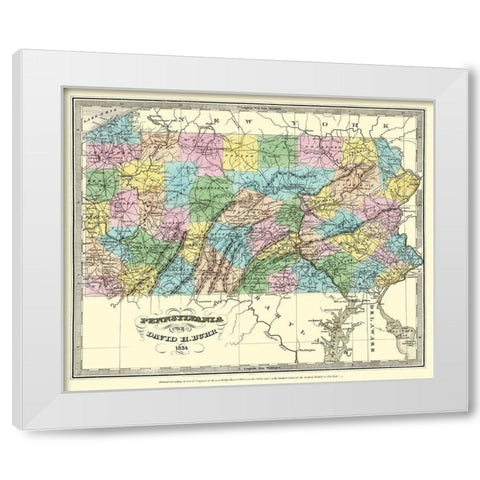 Pennsylvania - Burr 1834 White Modern Wood Framed Art Print by Burr