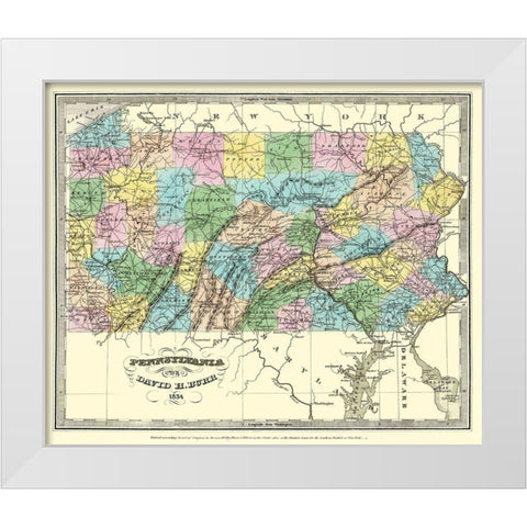 Pennsylvania - Burr 1834 White Modern Wood Framed Art Print by Burr