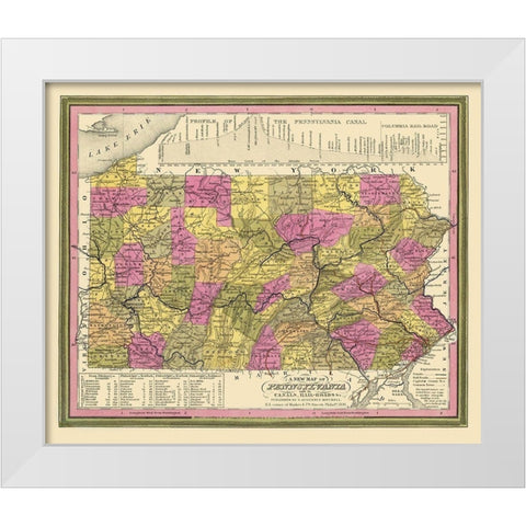 Pennsylvania - Mitchell 1846 White Modern Wood Framed Art Print by Mitchell