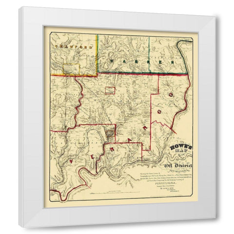 Oil Districts Pennsylvania with Landowners White Modern Wood Framed Art Print by Howe