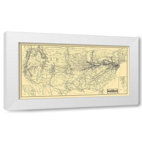 Pennsylvania Railroad and Connections 1889 White Modern Wood Framed Art Print by Patterson