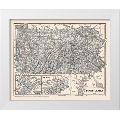 Pennsylvania - Morse 1845 White Modern Wood Framed Art Print by Morse