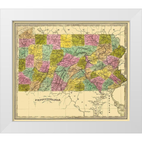 Pennsylvania - Greenleaf 1840 White Modern Wood Framed Art Print by Greenleaf