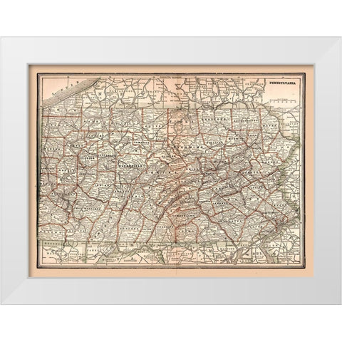 Pennsylvania -1894 White Modern Wood Framed Art Print by Unknown