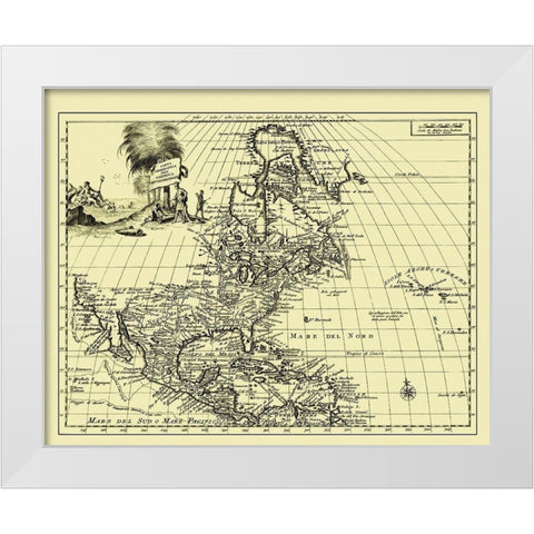 North America - 1750 White Modern Wood Framed Art Print by Unknown