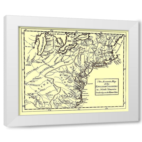 English Colonies Bordering Ohio River - 1750 White Modern Wood Framed Art Print by Unknown