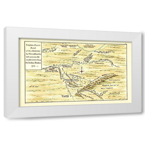 Captain Snows Sketch of Country - Snow 1754 White Modern Wood Framed Art Print by Snow