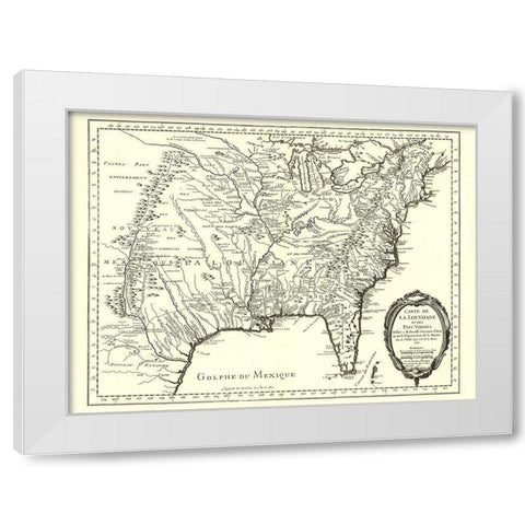 Louisiana with Neighboring Countries - 1750 White Modern Wood Framed Art Print by Unknown