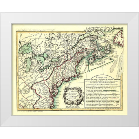 English Colonies in North America - Overton 1756 White Modern Wood Framed Art Print by Overton