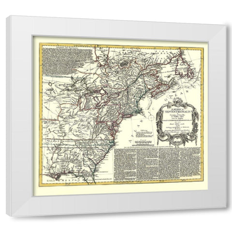 North America with Virginia Colonies White Modern Wood Framed Art Print by D''Anville
