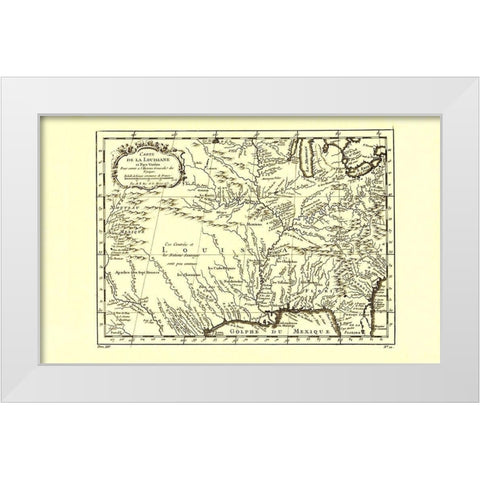 Louisiana with Neighboring Countries - 1757 White Modern Wood Framed Art Print by Unknown