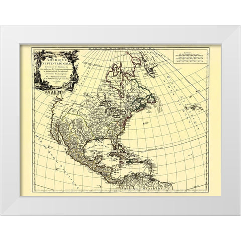 European Possessions North America - Vaugondy 1750 White Modern Wood Framed Art Print by Vaugondy