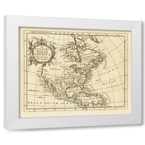 North America from the Latest Discoveries - 1750 White Modern Wood Framed Art Print by Unknown