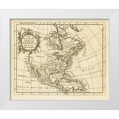 North America from the Latest Discoveries - 1750 White Modern Wood Framed Art Print by Unknown
