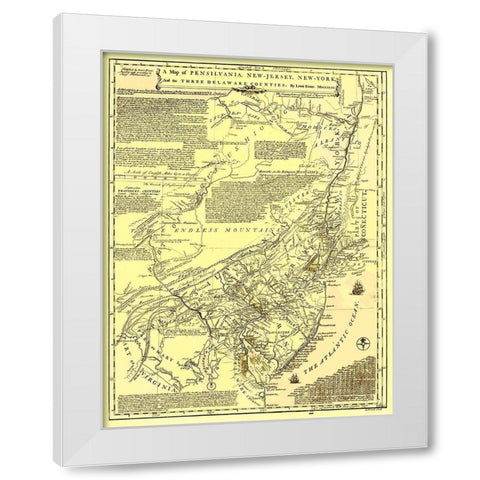 Pennsylvania New York New Jersey Delaware Counties White Modern Wood Framed Art Print by Evans
