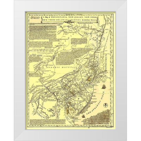 Pennsylvania New York New Jersey Delaware Counties White Modern Wood Framed Art Print by Evans