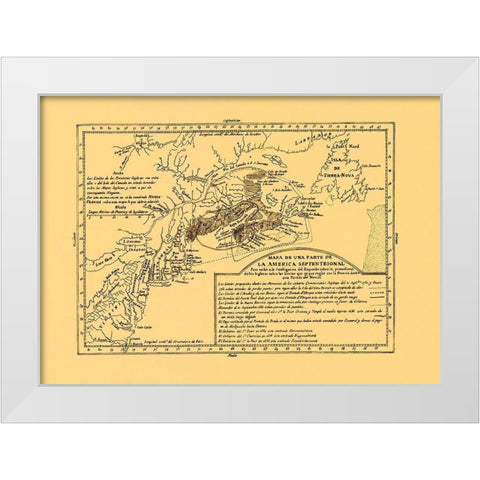 North America Septentrional - 1750 White Modern Wood Framed Art Print by Unknown