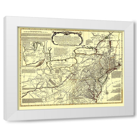 Middle British Colonies in America - Evans 1771 White Modern Wood Framed Art Print by Evans