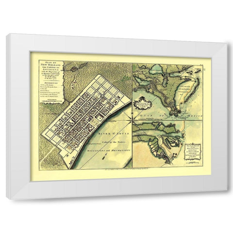 New Orleans Louisiana - Jefferys 1720 White Modern Wood Framed Art Print by Jefferys