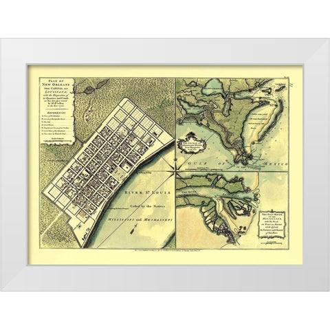 New Orleans Louisiana - Jefferys 1720 White Modern Wood Framed Art Print by Jefferys