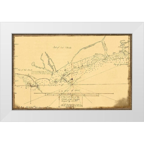Florida Coast Cape Blaise to Apalachie White Modern Wood Framed Art Print by Slowley