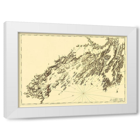 Salter Island to Portland Head - Des Barres 1770 White Modern Wood Framed Art Print by Des Barres