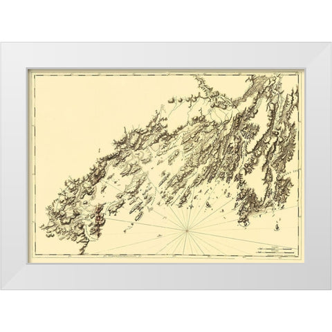 Salter Island to Portland Head - Des Barres 1770 White Modern Wood Framed Art Print by Des Barres