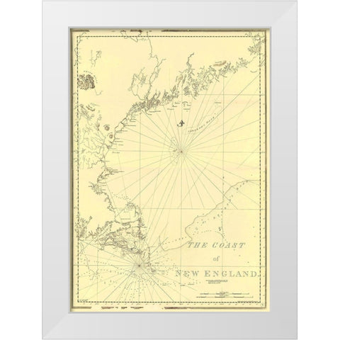 Coast of New England - Des Barres 1776 White Modern Wood Framed Art Print by Des Barres