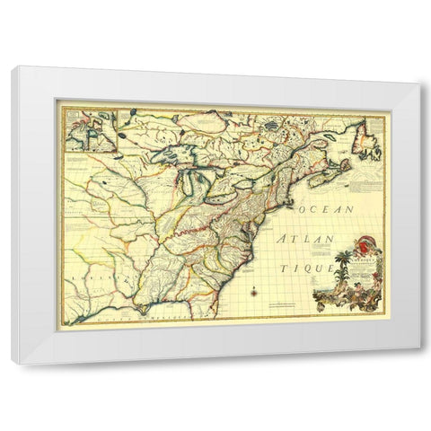 America Septentrionale - Le Rouge 1777 White Modern Wood Framed Art Print by Le Rouge