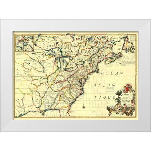 America Septentrionale - Le Rouge 1777 White Modern Wood Framed Art Print by Le Rouge