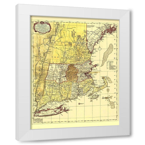 Inhabited Part of New England - Bowles 1771 White Modern Wood Framed Art Print by Bowles