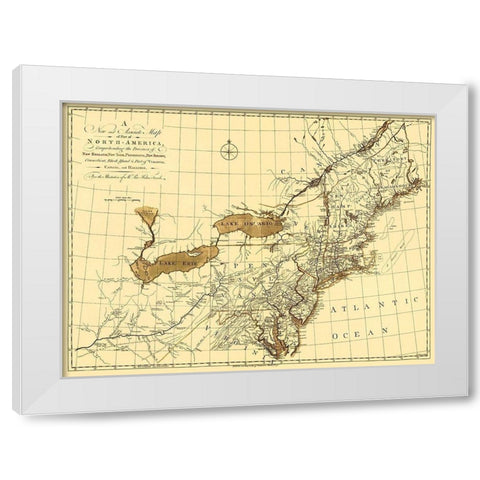North America with New England - Gibson 1771 White Modern Wood Framed Art Print by Gibson