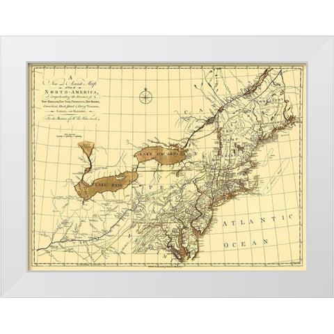 North America with New England - Gibson 1771 White Modern Wood Framed Art Print by Gibson