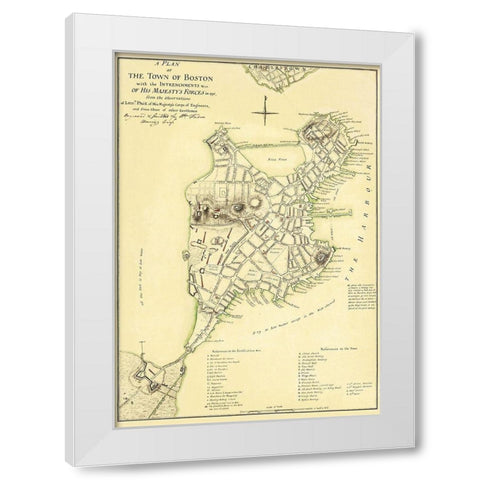 Boston Intrenchments His Majestys Forces White Modern Wood Framed Art Print by Page