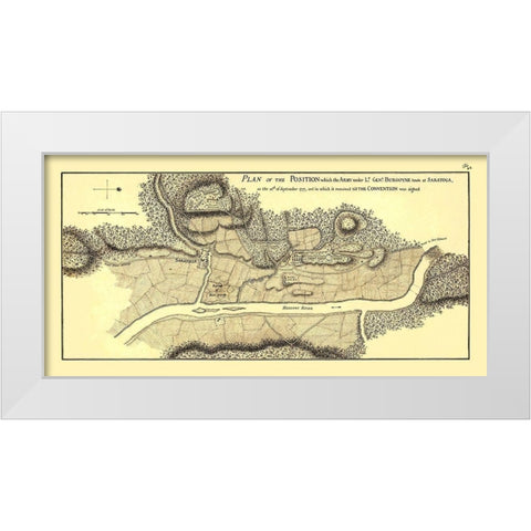 Position Burgoyne Took at Saratoga - 1777 White Modern Wood Framed Art Print by Unknown