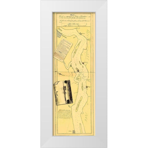River Delaware Position Majestys Ships Nov 15 1777 White Modern Wood Framed Art Print by Hunter
