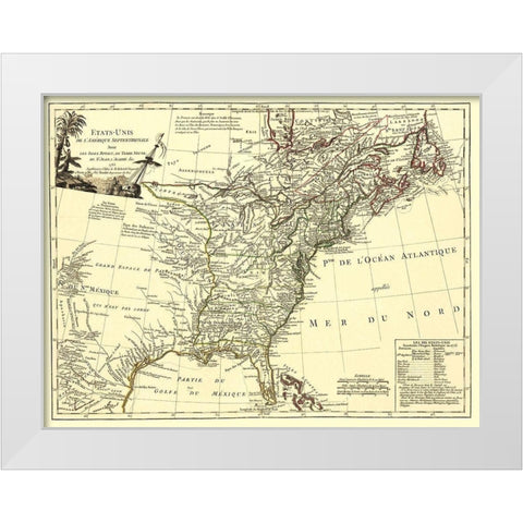 United States with Royal Isles of Newfoundland White Modern Wood Framed Art Print by Unknown