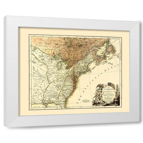 United States of America - Wallis 1783 White Modern Wood Framed Art Print by Wallis