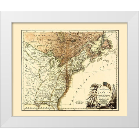 United States of America - Wallis 1783 White Modern Wood Framed Art Print by Wallis