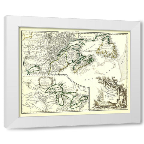New France Canada - Vaugondy 1755 White Modern Wood Framed Art Print by Vaugondy