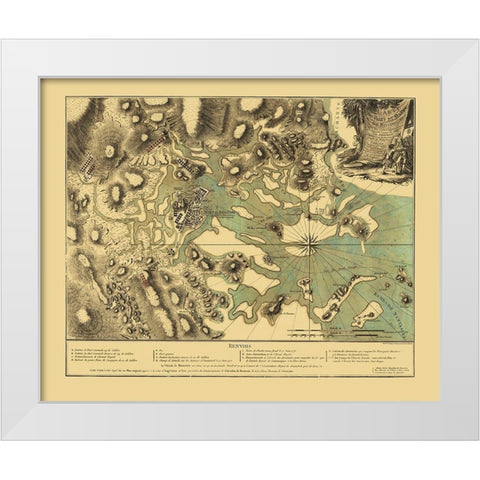 Boston Harbor Massachusetts - Beaurain 1776 White Modern Wood Framed Art Print by Beaurain