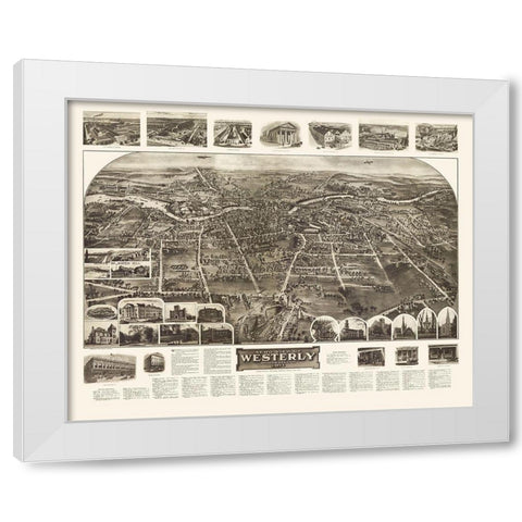 Westerly Rhode Island - Hughes 1911 White Modern Wood Framed Art Print by Hughes